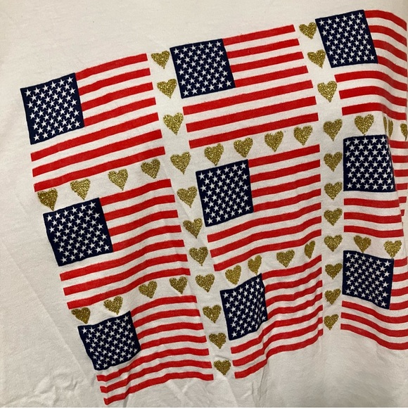 Vintage Hering American Flag Gold Glitter Hearts Single Stitch Tee - Picture 4 of 10